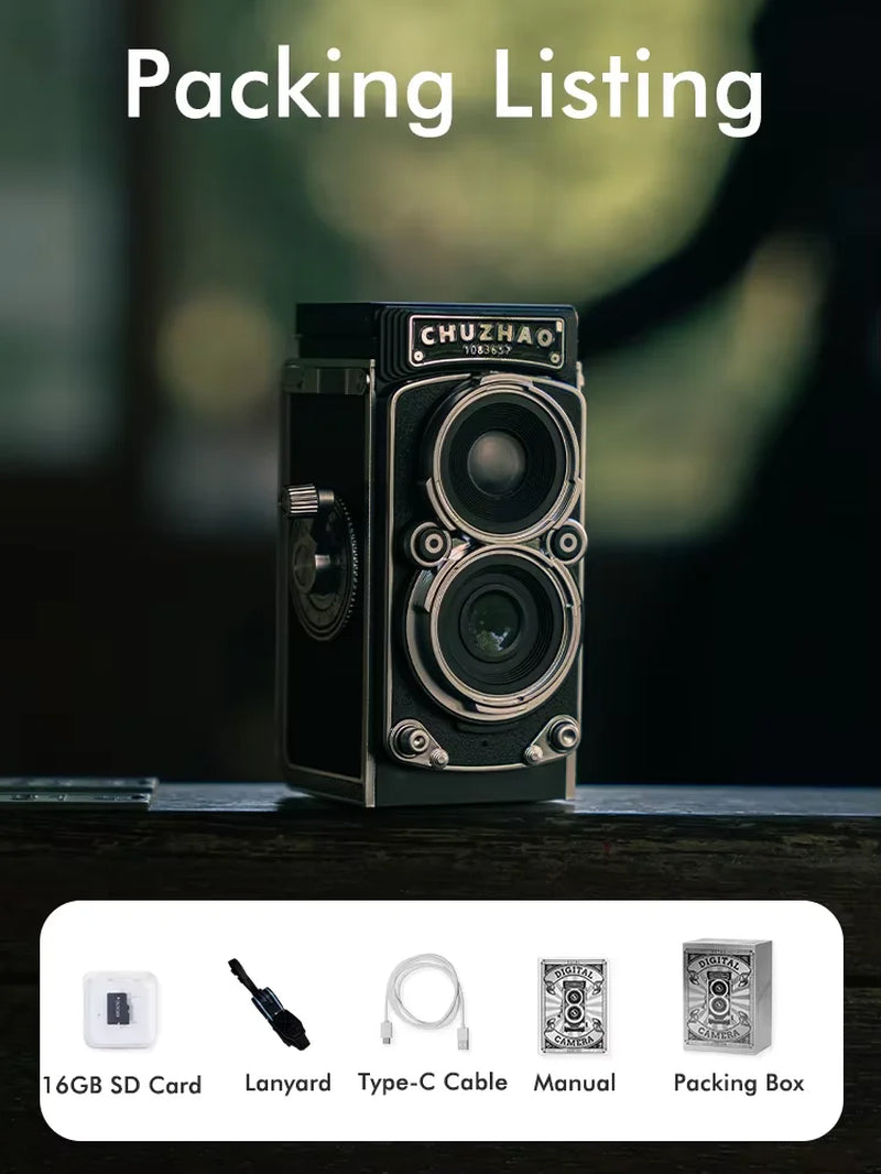 CHUZHAO Vintage Mini Digital Camera Autofocus 12MP, 1080P FHD Video Vlogging Portable Camera for Christmas Birthday Ideal Gift